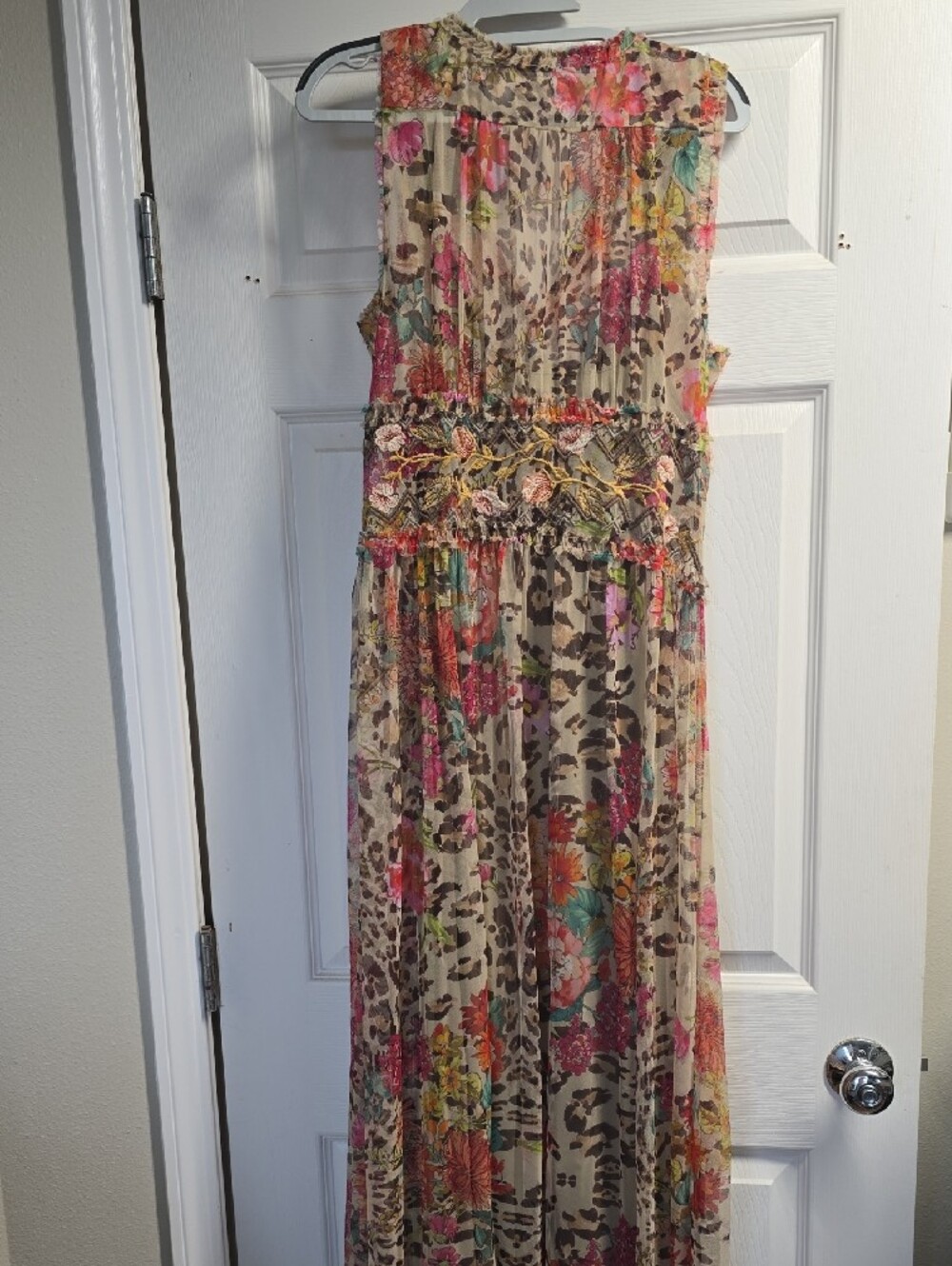 Johnny Was Floral & Leopard Print Sleeveless Maxi Dress - Beige, Pink, Green - Picture 4 of 6